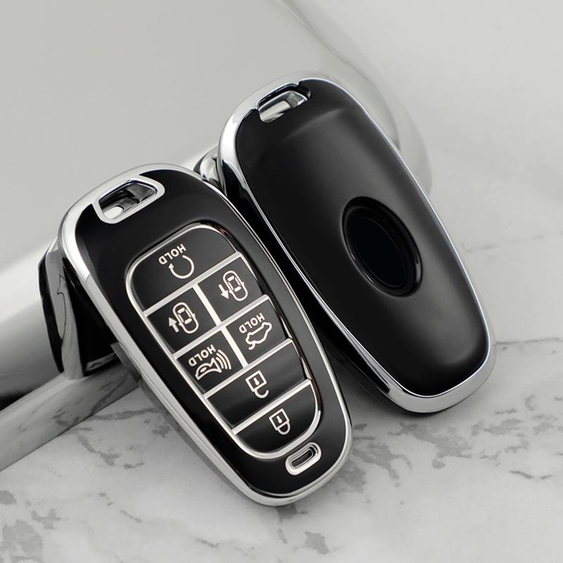 TPU 4 5 6 7 8 Buttons Car Key Case Cover For Hyundai Santa Fe Tucson 2022 NEXO NX4 Ioniq 5 Atos Prime Solaris 2021 Accessories