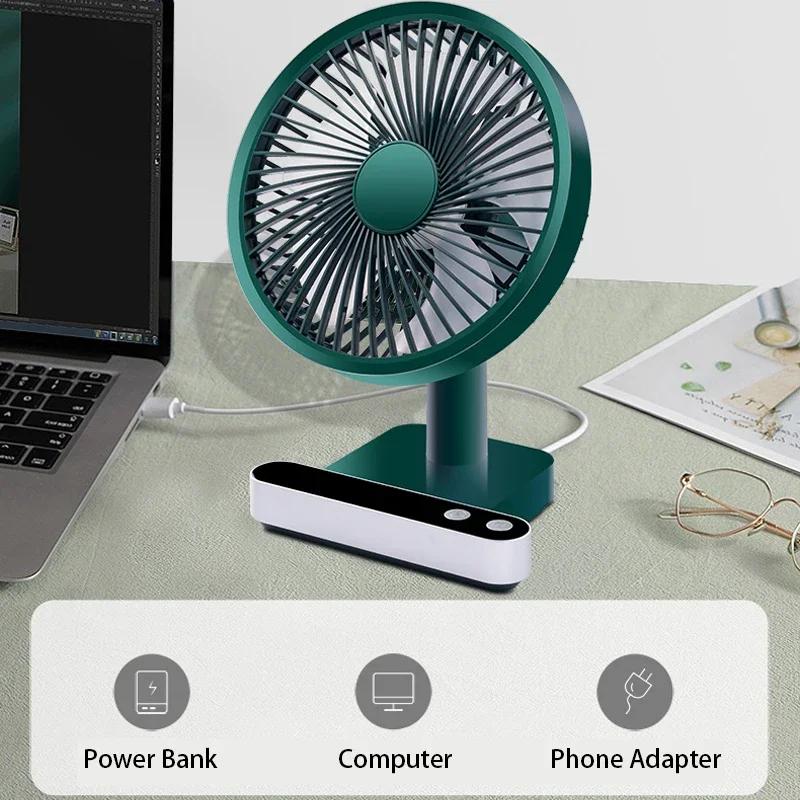 5000mAh 4 Speed Settings USB Rechargeable Oscillating Desk Fan Mini Table Cooling Fan Adjustable Head Home Office Personal Fan