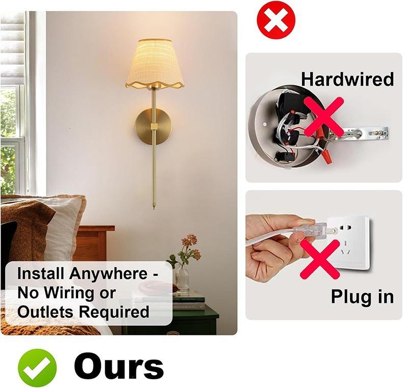 Rechargeable RGB Battery-Powered Wall Lamp - Creative American Style for Living Room or Bedside, Includes Remote Control