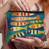 1 Stück Vintage Sardinenmuster Kosmetiktasche Reise-Make-up-Organizer für Toilettenartikel & Pinsel, Tragbares Unisex-Design für Reisen