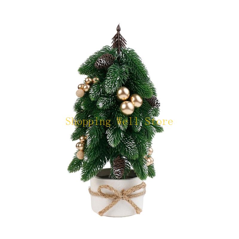 KX4B Christmas Tree Ornaments Small Decorative Small False Tree with Base Party Supplies for Home Holiday Desktop Decoration