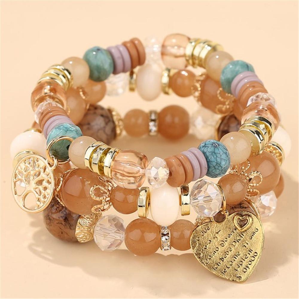 DIEZI Bohemian White Crystal Beads Strand Bracelets For Women Girls Ethnic Tree Of Life Charm Wrap Bracelet Pulseira Feminina