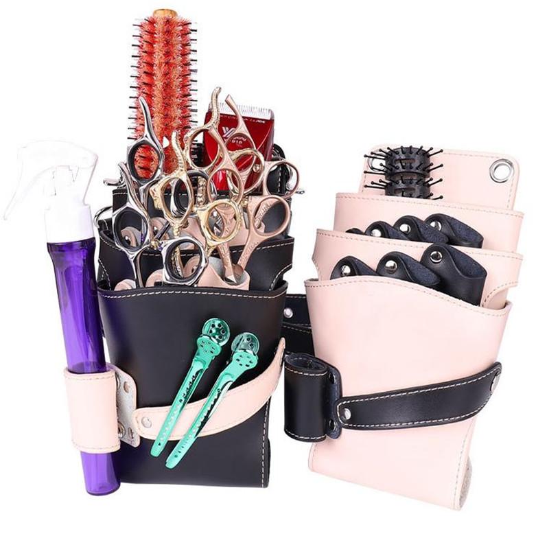 Professional Cowskin Hair Scissors Bag Comb Case Waist Pack Messenger Bag Pouch Holder Barber Salon Hair Cutting Scissor Cases