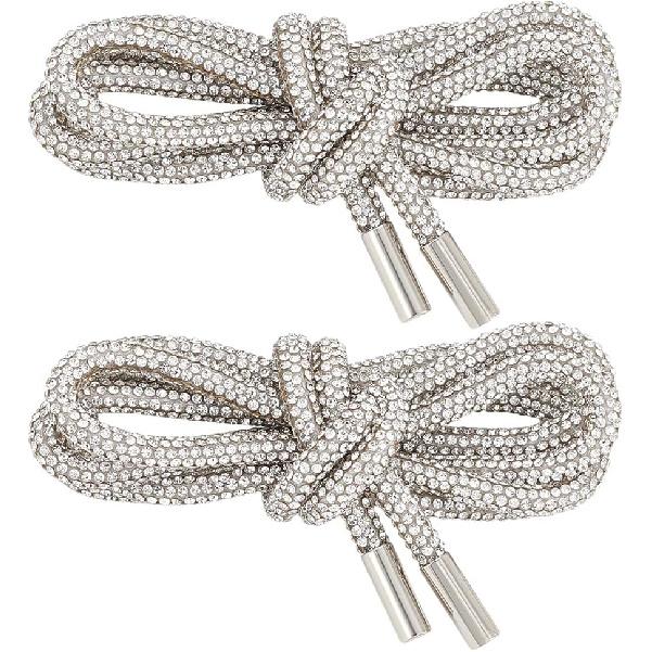BENECREAT 2Pcs 55inch Rhinestone Glitter String, 6mm Round Diamond Replacement Tube Rope, Crystal Bling Drawstring Cords for Sports Pants, Sweaters,