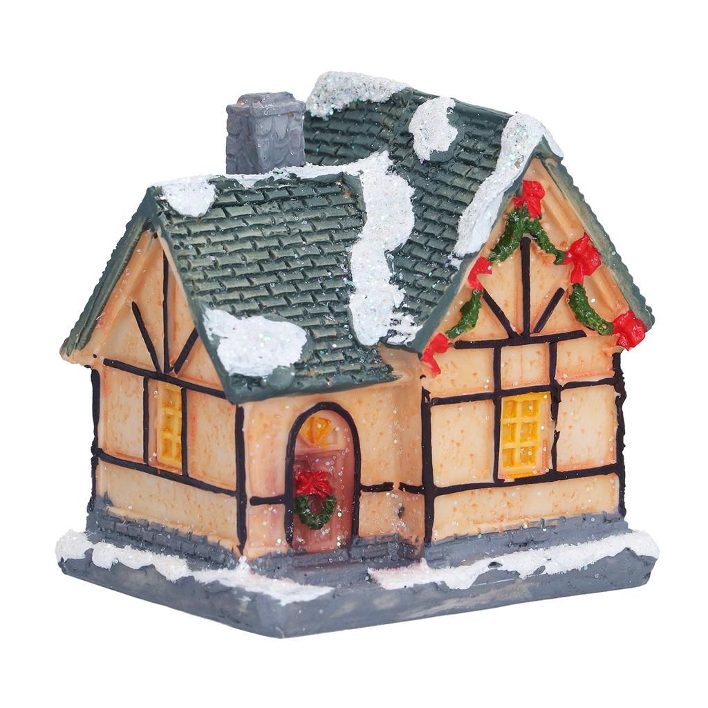 Christmas House Village LED Lights Decorating Battery Operated Resin House Decoration for Christmas Gifts