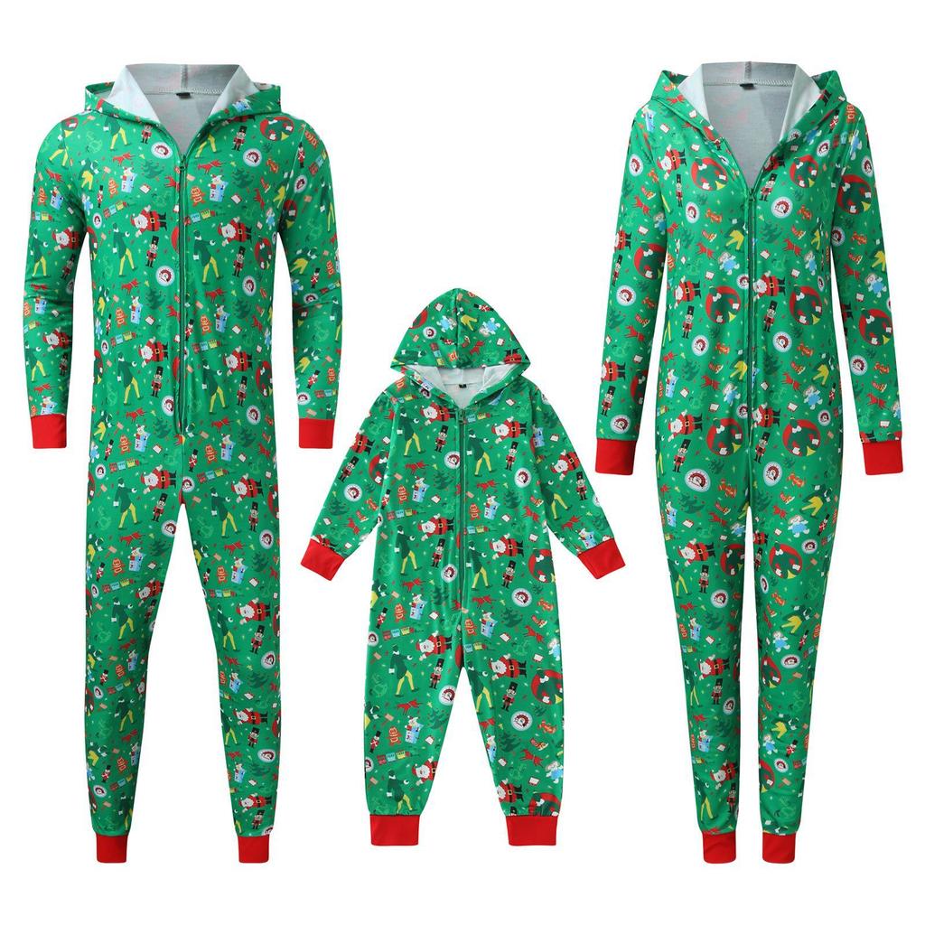 Conjunto de Pijama Mono Navideño Europeo y Americano a Juego para Padres e Hijos para Mujer 2023.