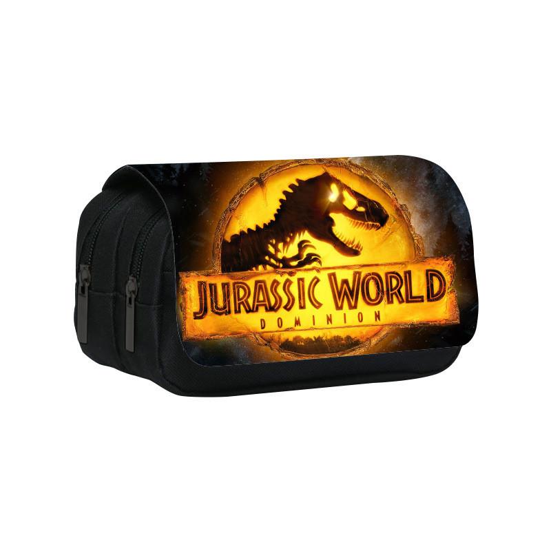 Jurassic World Dinosaur Pattern Double Layer Stationery Storage Bag For Students And Office Use
