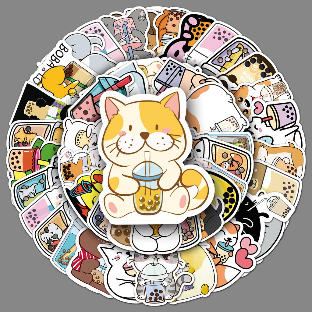 50 Cute Personalized Pet Milk Tea Guka Decorative Suitcase Refrigerator Scooter Car Guitar Creative Stickers