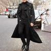 Men's Long-Slevee Luxury Full Length Trench Coat Long Wool Overcoat Winter