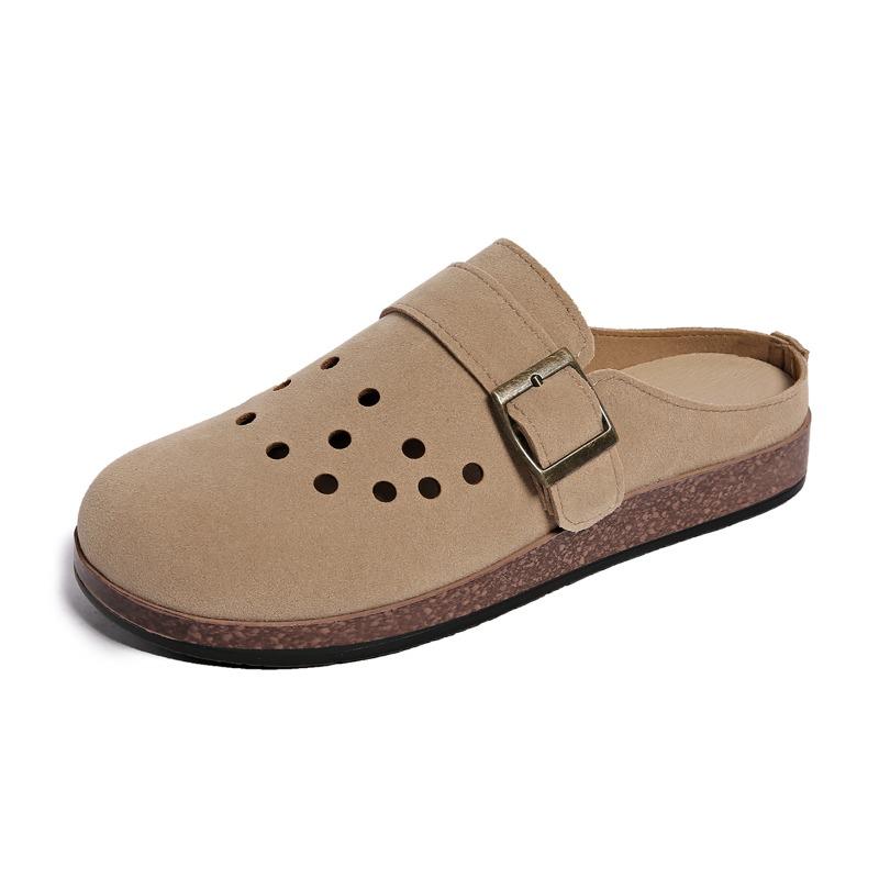 Fashion Hollow Women's Mules Shoes Suede Fashion Autumn Slippers 2025 New Casual Slingback Sandals Classical Cozy Zapatillas De Mujer