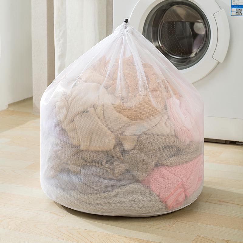 Thickened Drawstring Laundry Bag with Coarse and Fine Net for Large Towels