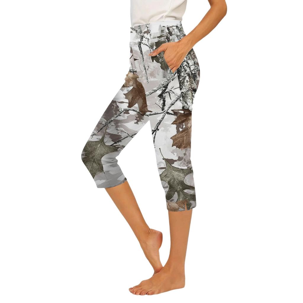 Women's Elastic Waist Casual Pants, Slim Fit with Pockets, Side Split Dress Pants