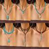 Bohemian Ethnic Style Turquoise Jewelry Set: Necklace, Bracelet, Earrings for Women