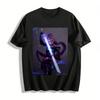 Cyber Style Purple-haired Sword Girl Print T-shirt Loose Breathable Unisex Streetwear Top Pure Cotton T-shirt