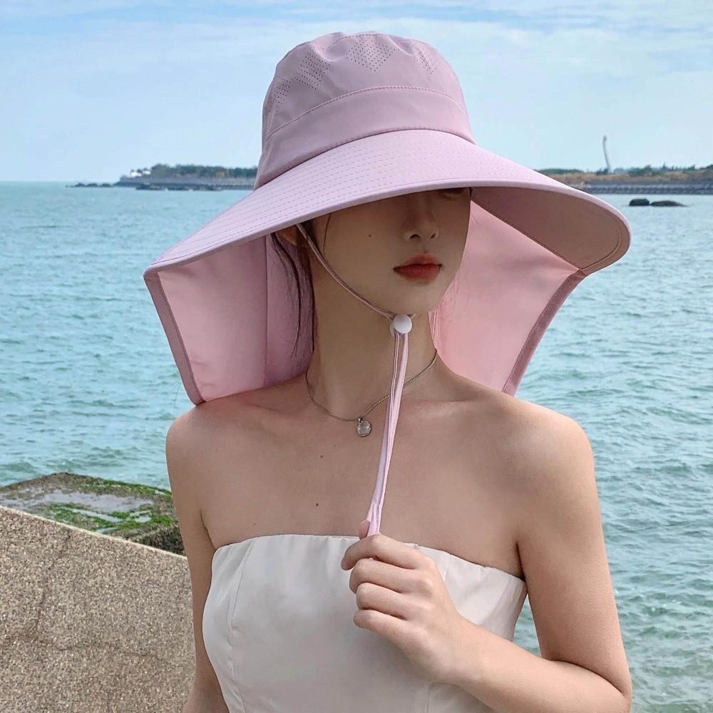 Casual Anti UV Shawl Fisherman Hat Quick Dry Wide Brim Bucket Hat Adjustable Neck Protection Sun Hat Outdoor Sports