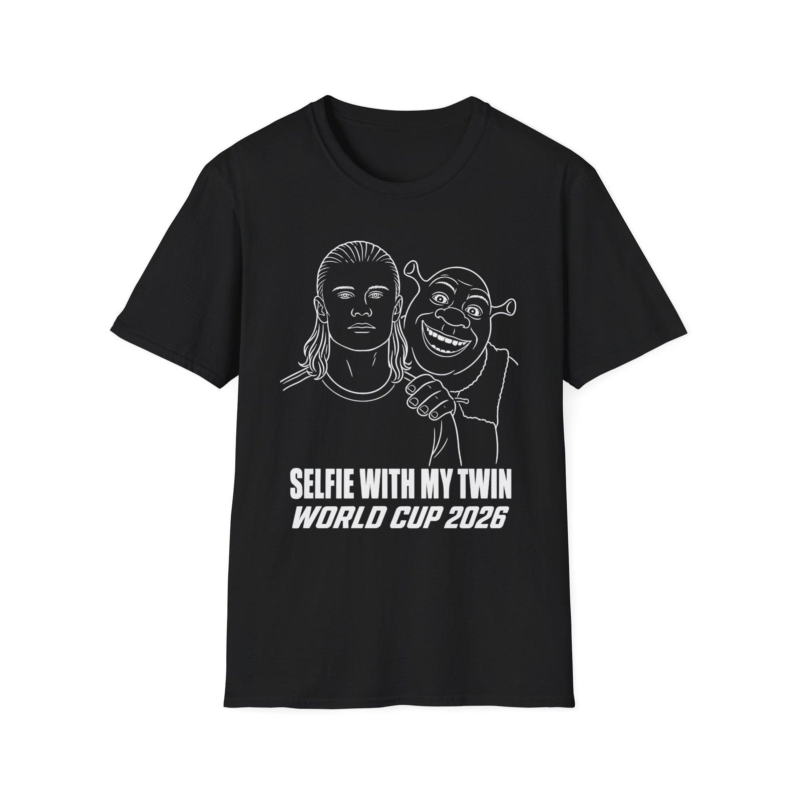 Selfie With My Twin: Haaland & Shrek Meme T-Shirt for World Cup 2026 2XL