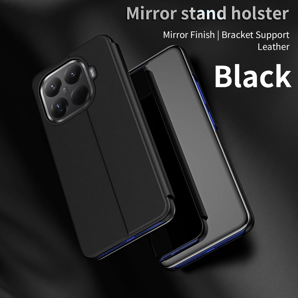 Premium Luxury Glossy Mirror Kickstand Leather Fold Phone Case For Xiaomi 17T Pro 15T 14T 13T 14 Pro Shockproof Protector Cover