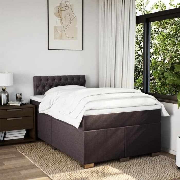 Maison Exclusive - Sommier à lattes de lit et matelas marron foncé 120x190cm tissu