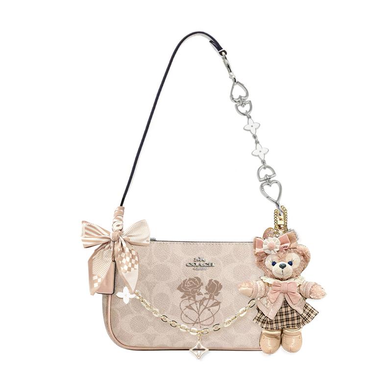 

COACH shoulder bag [Customized bag] Nolita 19 micro-label logo zipper closure, extension chain, printing, scarf Farewell to the Night Basic Style чорний