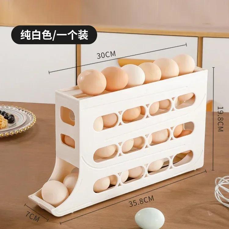 4-layer Version Slide Egg Storage Box Refrigerator Side Door Storage Box Egg Rolling Food Grade Egg Holder Tray Automatic
