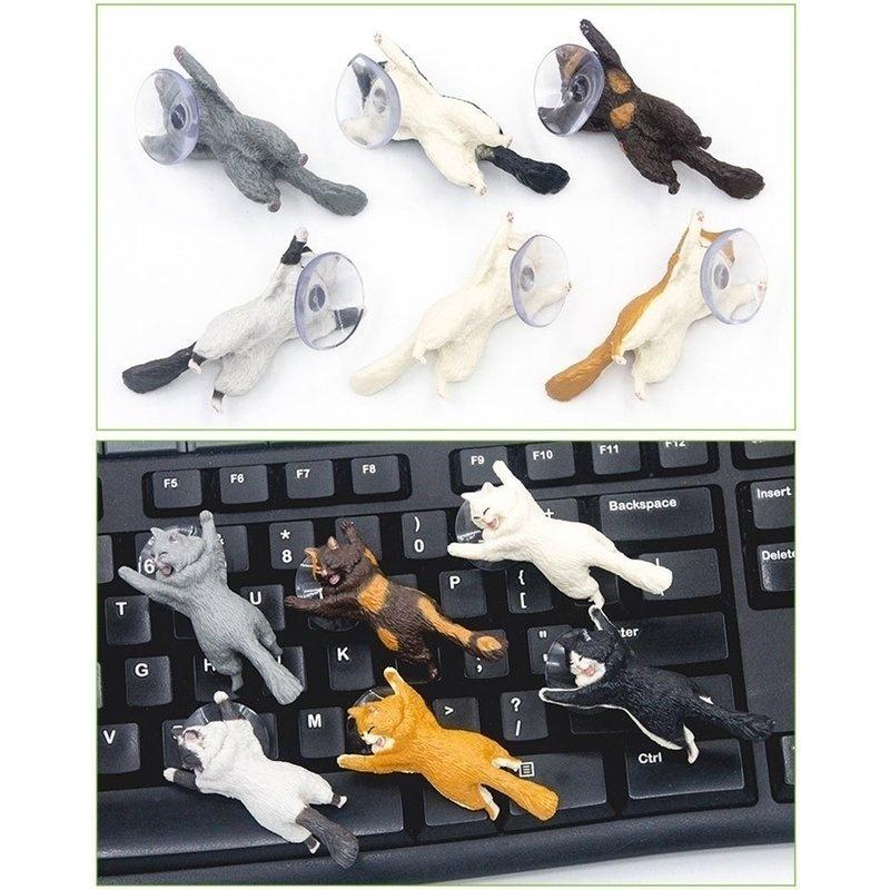 Mini Cat Sucker Design Phone Cartoon Statue Craft Home Car Decorative Smartphone Holder