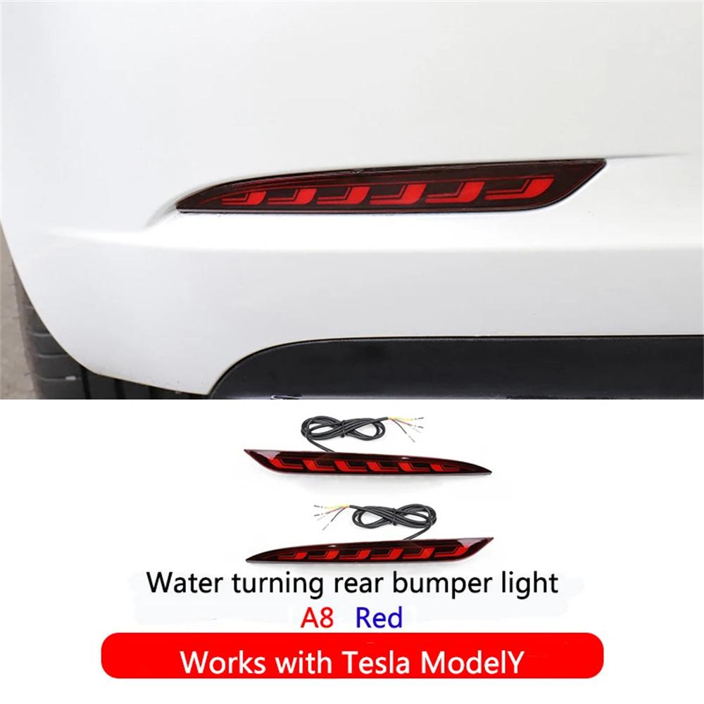 ModelY 2024 Rear Bumper LED Fog Lights Streamer Turn Signal Lamps Tail Lights For Tesla Model 3/Y 2017-2023 Auto Exterior Parts