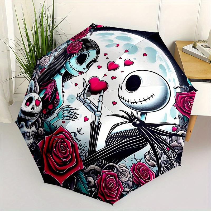 

1 Auto Open Nightmare Before Christmas, Jack Skellington Themed Colorful 8-rib Portable Umbrella for Men and Women, A Compact Commuting Comp
