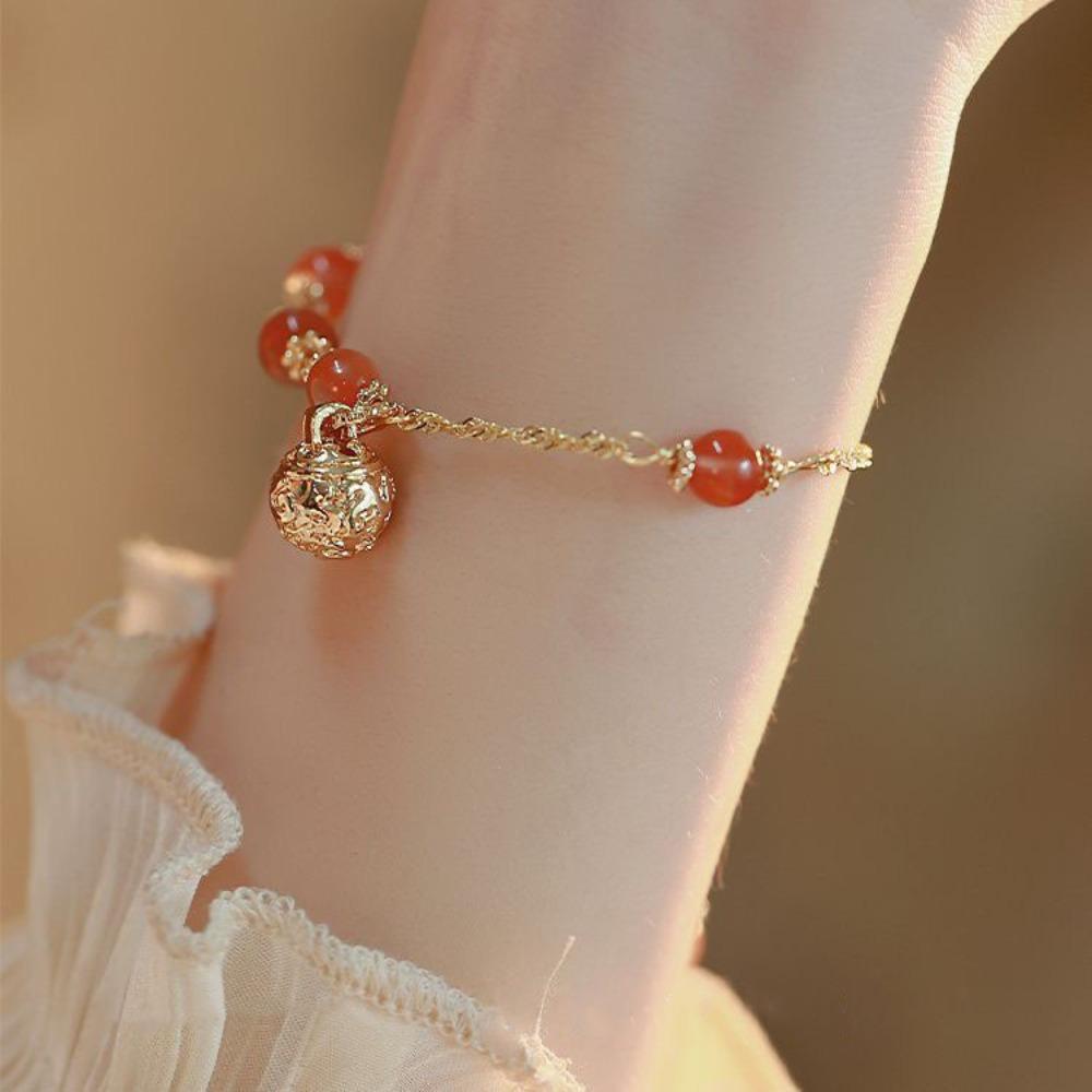 Hetian Yu Transfer Bead Blessing Bracelet Fashion High Sense Light Luxury Design Versatile Gift