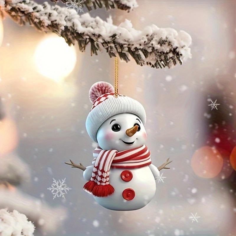 10Pcs Christmas Decoration Pendant 2D Acrylic Christmas Snowman Christmas Tree Pendant for Home Decor Navidad New Year Gifts