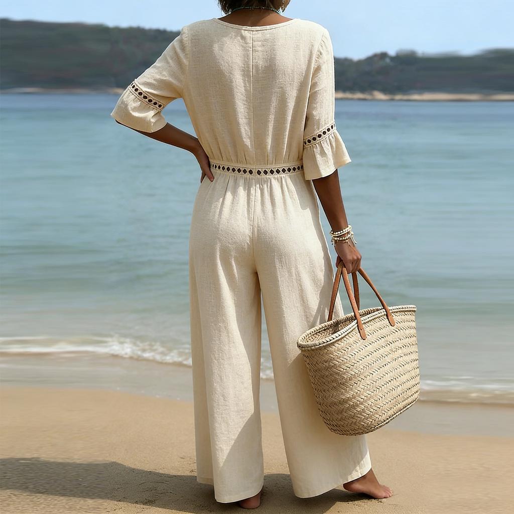 Rompers For Women Deep V Neck Sleeveless Jumpsuit Loose Fit Work Overalls Dressy Casual Summer Jumpsuits