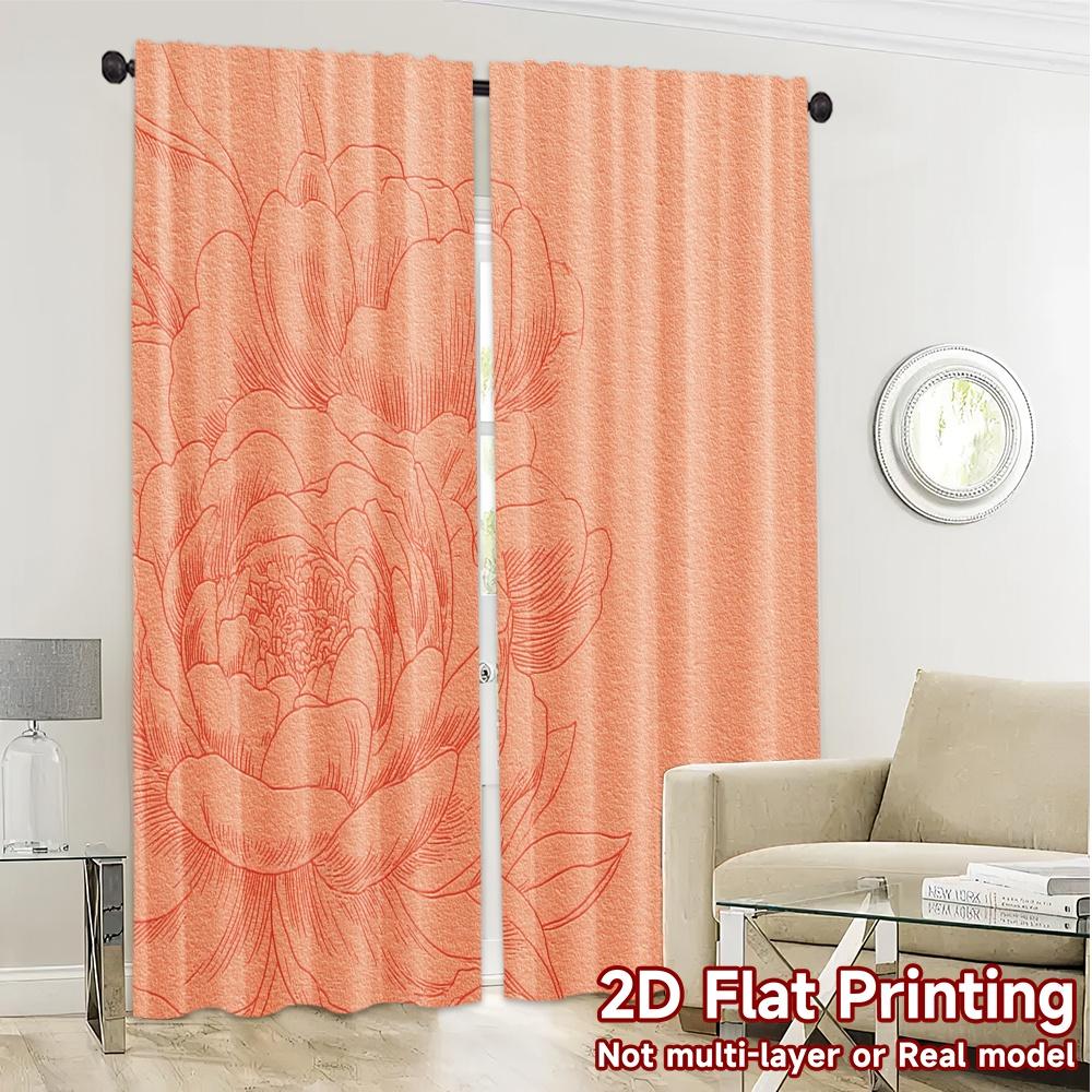 2D FLAT PRINTING 2pcs Curtains (Without Rod) Floral Elegance in Pink (2) April Fools is Day holiday curtains Polyester Curtains