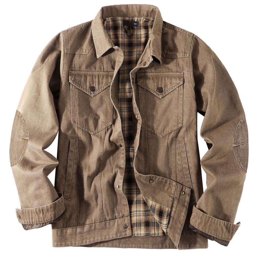 Męska Kurtka Plaidowa Flanelowa Casualowa Kontrastowa Kolorystycznie Kurtka Jeansowa Rozmiar Plus Wiosna Jesień Western