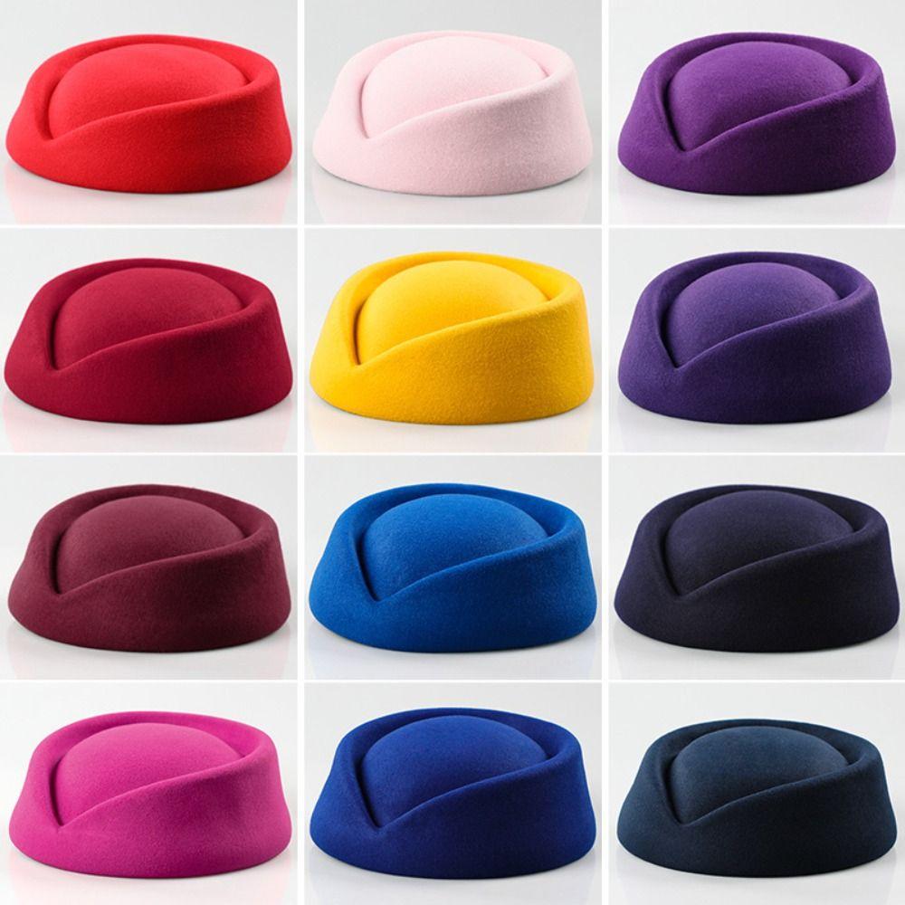 Stage Performance Beret Hat Masquerade Party Flight Attendant Hat Vintage Teardrop Hat