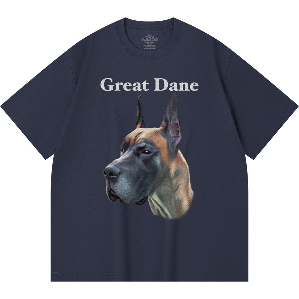 230GSM 100% Cotton T-Shirt Great Dane Print Tees Funny Harajuku Style Combed Cotton Tshirt