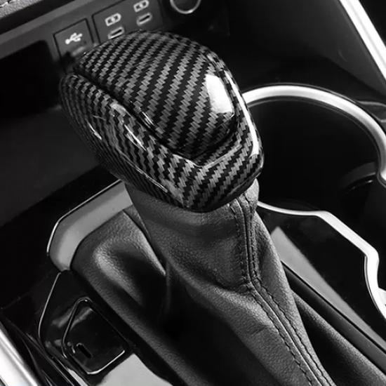 Carbon fiber Gear Shift Knob Trim 2pcs For Toyota Grand Highlander 2024 2025
