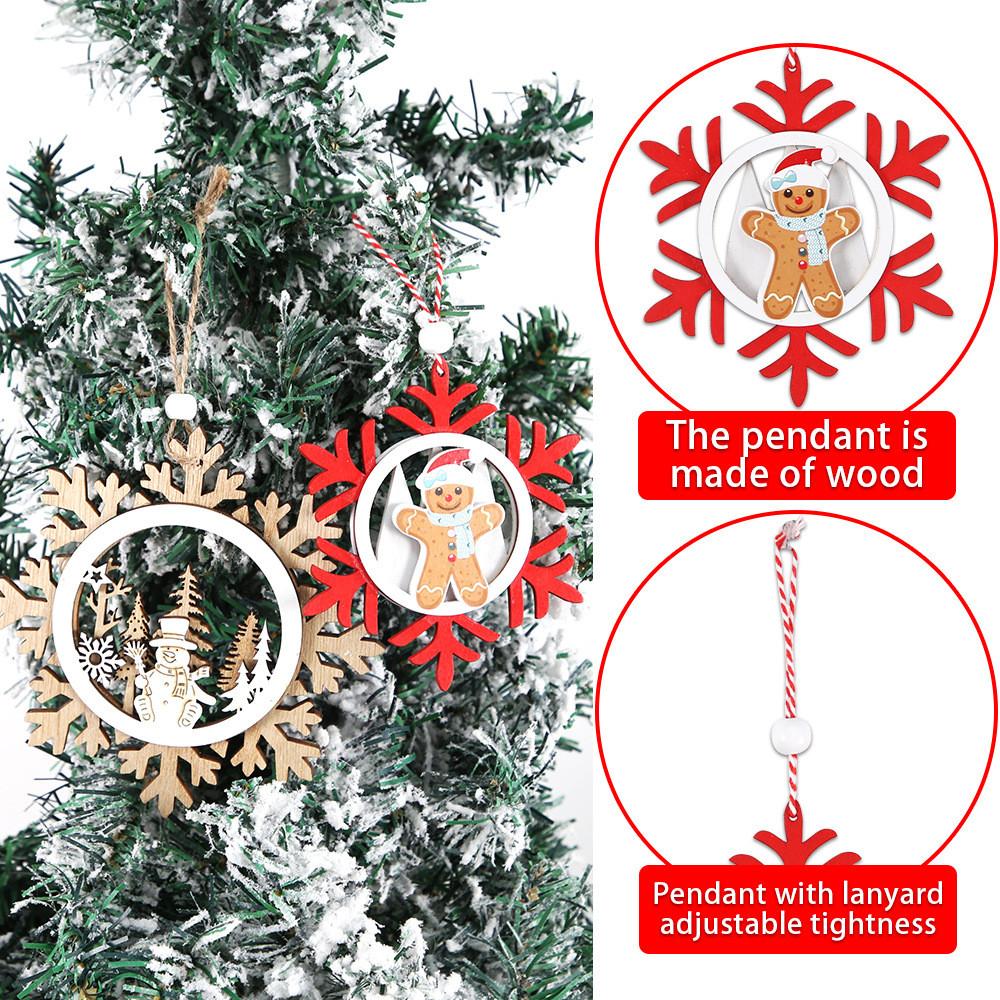 Wooden Christmas Artistic Ornaments Featuring Charming Reindeer Snowflakes And Characters Gingerbread
