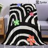 Zebra Color Flower Lightweight Microfiber Soft Christmas Fleece Blanket Warm Cozy Throw for Bed Sofa Office Travel All Season