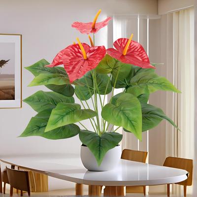 Kunstbloem Anthurium voor Binnenplaats & Tuindecoratie – Hoge Simulatie Groene Plant