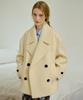Gocori Oversized Double Wool Pea Coat - Butter Milk Double Coat Pea Coat