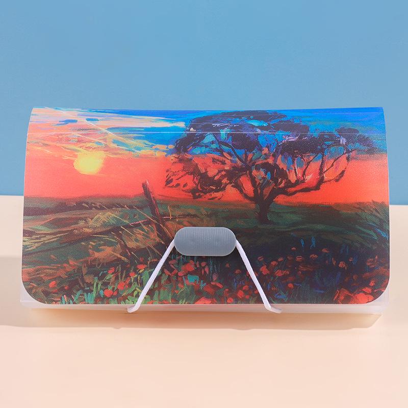 A6 Mini Regenbogen Akkordeon Tasche: Kunststoff-Klemmmappe & Rechnungsmappe mit 13 Fächern