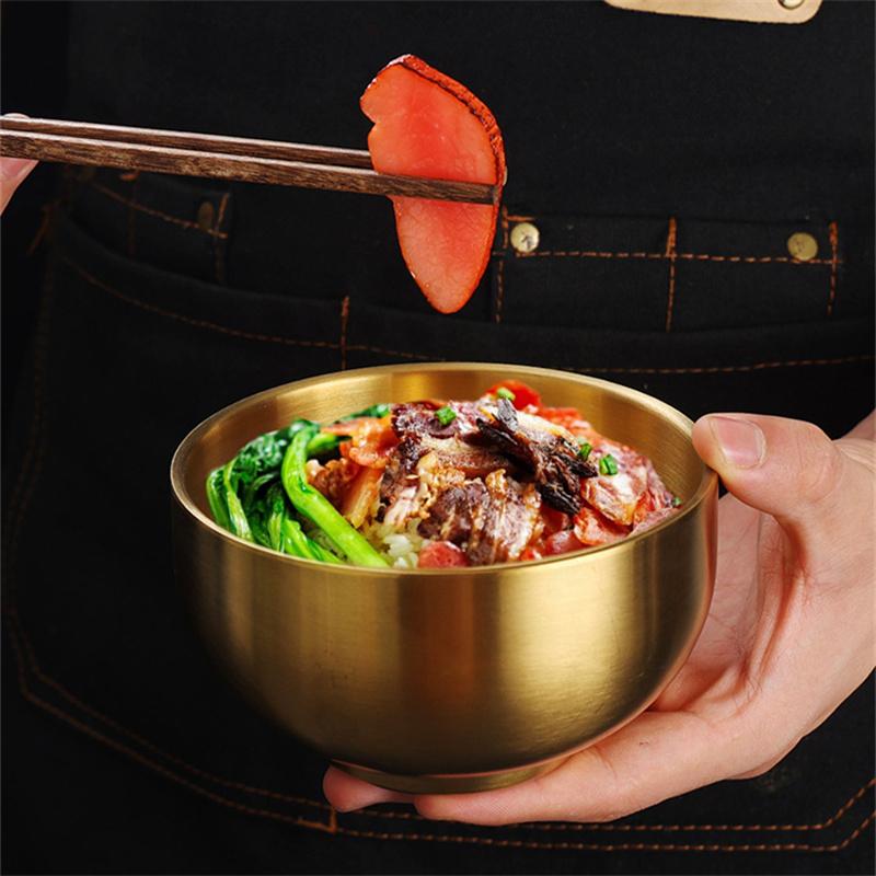 Ciotola per Kimchi in Acciaio Inox 304 Coreana Ciotola per Riso al Vapore a Doppio Strato Stoviglie Antiscottatura per Bambini Ciotole per Zuppa di Frutta per la Casa