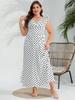 Aesthetic Vintage Loose Plus Size Sling Dress Women Fashion Casual Slim Polka Dot V Neck Dresses Female Design Sleeveless Off Shoulder Clothing Lady