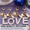 26 Initials Alphabet A To Z Letter Keychain Beige Heart-Shaped Tassel Keyrings Fashion Bag Hanging Ornament Car Trinket Gifts