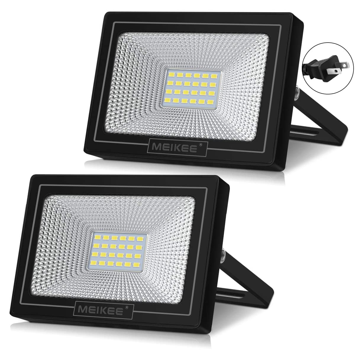 

MEIKEE LED Floodlight, Work Light, Sign Light [2022 Improved 2-Pin Plug] 20W Daylight, Fishing Light, Parking Lot Light, Energy Saving, High