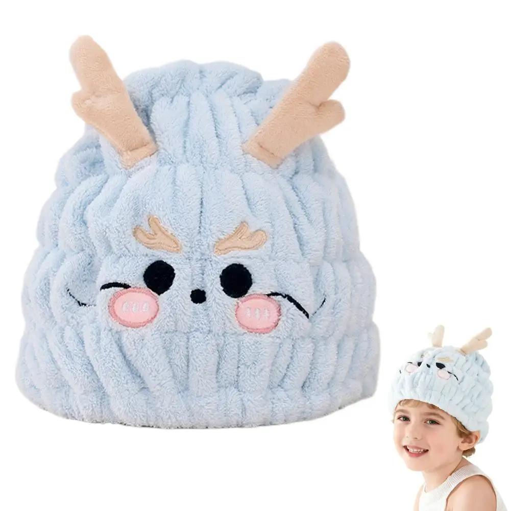 

Soft Coral Fleece Bath Cap Cute Cartoon Animals Hairs Bath Drying Towels Supplies Drying Ultra-Soft Turban Absorbent Turban O5Z7