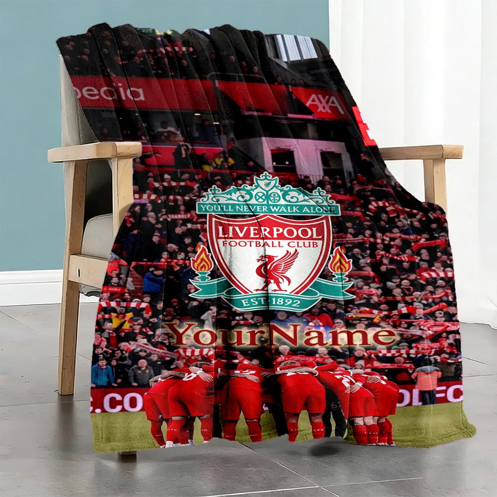 Liverpool Customize Text Blanket Throw Personalized Blanket Soft Warm Cozy Perfect for Living Room Office Chair Seaside Picnics for All Occasions