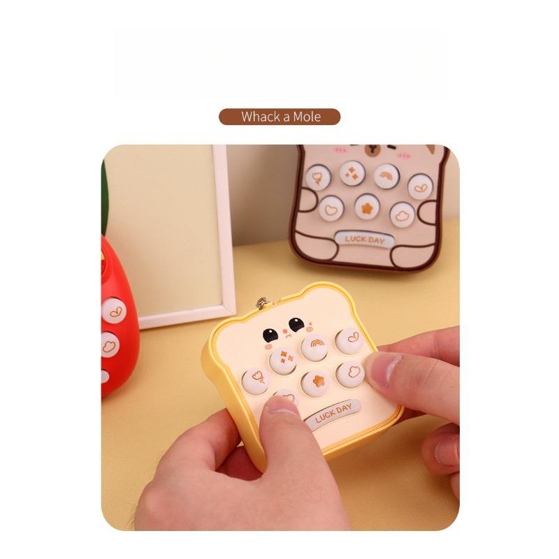 1PC handheld palm cartoon bread whack-a-mole game console electronic luminous toy small pendant keychain