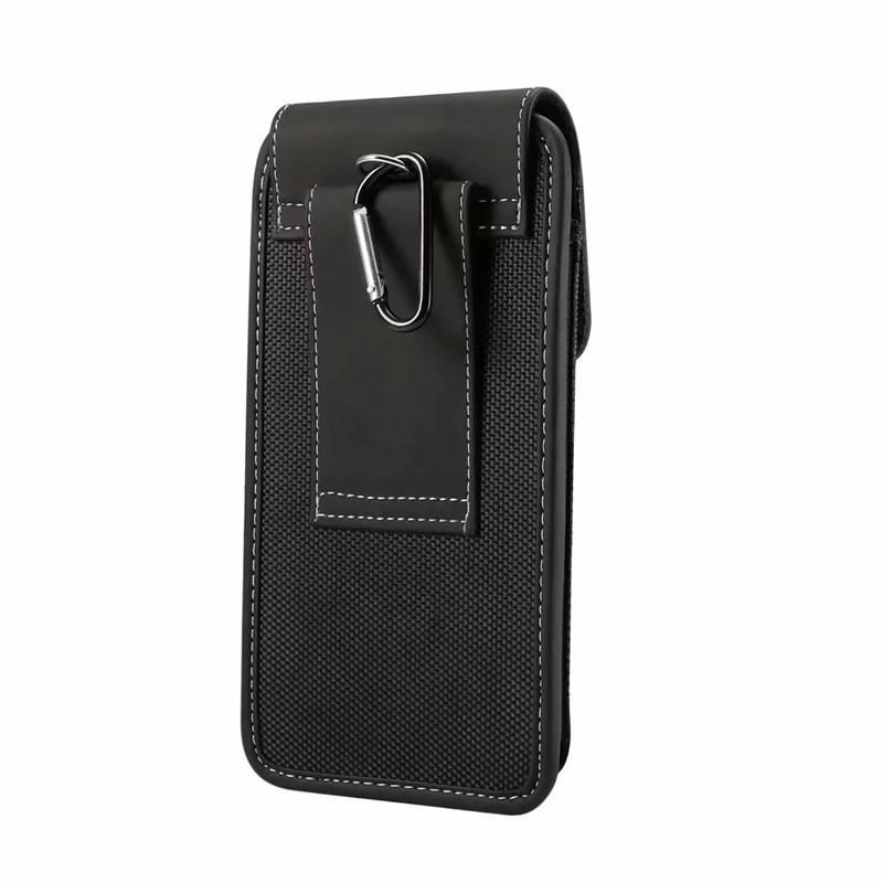 Men's Lightweight Leather Waist Phone Bag - Oxford Nylon, Horizontal/Vertical Style