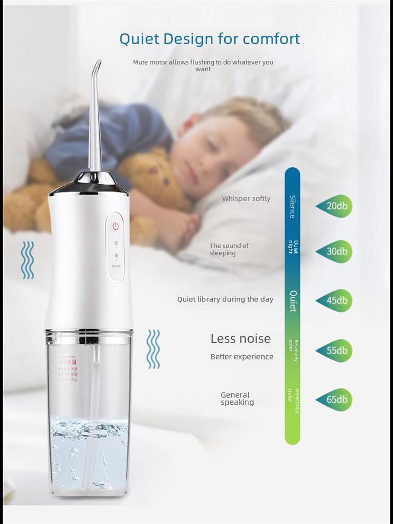 Smart Waterproof Electric Water Flosser for Fresh Breath, Portable Teeth Cleaner with Purple Light
