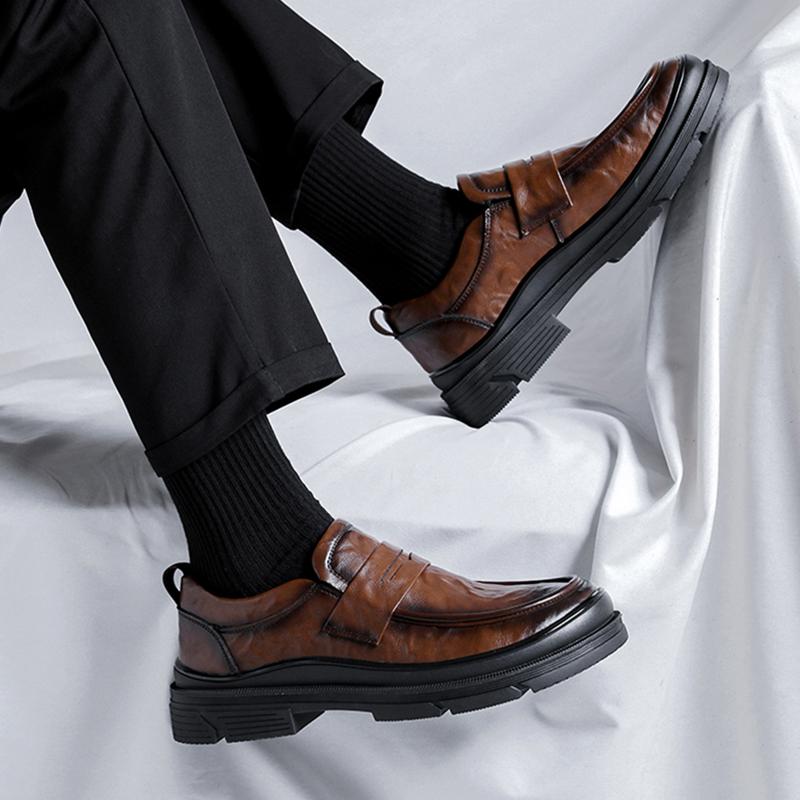Autumn Men Platform Breathe Small Leather Shoes New Trend Versatile Japan Korean Business Casual Shoes Suit Men Shoes